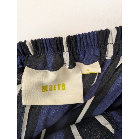 Anthropologie Maeve Pants Striped Side Slit Wide Leg Beach Resort Blue Size S - Picture 13 of 16